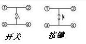 四角按键开关接线图