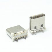 TYPE-C 14PIN母座 四脚插 带柱SMD H8.2mm